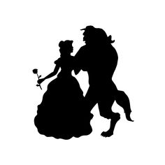 the silhouette of a man and woman holding a flower