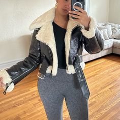 Reposhing This Item I Purchased From @Kiraaleman. Loved It, But Ready To Rotate For Something New. Cropped Sherpa Aviator Jacket Excellent Condition Winter Baddie, Urban Outfitters Jacket, Aviator Jacket, Aviator Jackets, Aesthetic Clothes, Something New, Urban Outfitters, Jackets & Coats, Jackets For Women