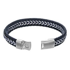 Add a stylish new element to your daily look with this LYNX men's braided blue leather bracelet. Add a stylish new element to your daily look with this LYNX men's braided blue leather bracelet. Braided blue leather Chain type: foxtail Metal: stainless steel Length: 8.5 in. Packaging: pouch Finish: polished Size: 8.50. Color: Multicolor. Gender: male. Age Group: adult. Casual Blue Bracelets For Everyday Use, Casual Blue Bracelets For Everyday, Modern Adjustable Blue Braided Bracelets, Blue Bohemian Braided Bracelets With Waxed Cord, Adjustable Blue Leather Strap Bracelets, Modern Adjustable Blue Braided Bracelet, Casual Silver Leather Braided Bracelet, Modern Blue Leather Bracelet, Men’s Braided Leather Bracelet