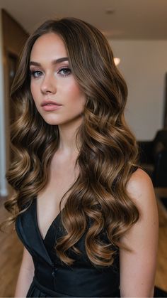 Long hair offers endless possibilities when it comes to prom hairstyles. If you prefer a simple yet chic look, these 15 hairstyles for long hair are perfect for achieving an effortlessly elegant and sophisticated appearance on your special night. Hair Styles For Long Hair Bridesmaid, Hairdown Elegant Hairstyle, Elegant Wedding Hairstyles Down, Formal Curls Long Hair, Curl Long Hairstyles, Bridesmaid Wavy Hairstyles, Prom Hair All Down, Long Hair Party Styles, Hairstyle For Prom Night Long Hair