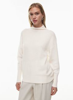 LUXE CASHMERE FORMAT TURTLENECK | Aritzia Crest Embroidery, Fall Activewear, Easy Shape, Fully Fashioned, Cashmere Turtleneck, Cargo Skirt, Favorite Sweater, Zip Sweater, Turtleneck Sweater