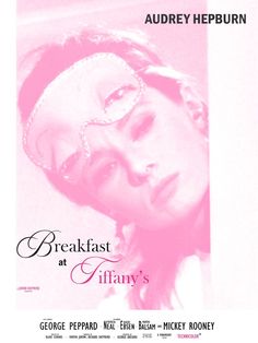 the poster for breakfast at tiffany's shows a woman wearing a mask and looking to her left