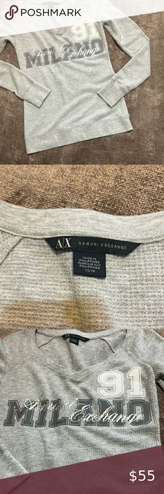 AX Armani Exchange Silver & Gray Long Sleeve Tee - Size XS Gray Long Sleeve, Armani Exchange, Grey Long Sleeve, Long Sleeve Tee, Long Sleeve Tees, Grey, Outfit Inspo, Long Sleeve, Plus Fashion