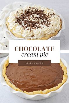 chocolate cream pie with text overlay