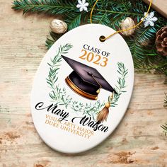 Customized Student Name and Graduation Cap Ornament Graduation Ornament, Packing Slip, Art Major, Graduation Cap Designs, Graduation Year, University School, Hard Work And Dedication, Bubble Mailer, Velvet Pouch