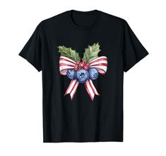 Christmas Coquette Bow with Blueberry Kawaii Tee T-Shirt Top Styles, Fashion Branding, T Shirt