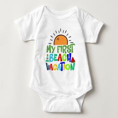 cute unisex first beach vacation Baby Bodysuit, Infant Unisex, Size: 6 Month, White Cute Cotton Swimwear For Vacation, Playful Swimwear For Summer Adventures, White Playful Swimwear For Vacation, White Vacation Beach Bodysuit, Cute Summer Onesie For Vacation, White Summer Onesie For Playtime, Playful White Bodysuit For The Beach, Playful White Bodysuit For Beach, Cute Summer Vacation Onesie