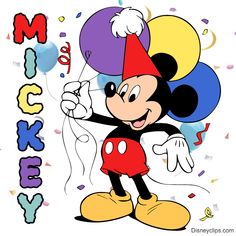 mickey mouse with balloons and the words mickey on it