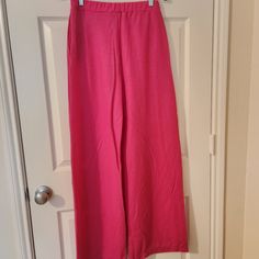 New, Never Worn Zara Fuschia Pink Lounge Pants. Light Stretch. Lightweight Material. Pink Stretch Wide Leg Pants With Elastic Waistband, Pink Wide-leg Loungewear Bottoms, Pink Wide-leg Pants For Loungewear, Zara Sweatpants For Spring Loungewear, Pink Wide-leg Pants With Elastic Waistband, Pink High Waist Wide Leg Pants For Loungewear, Spring Full-length Sweatpants With Elastic Waistband, Spring Full Length Sweatpants With Elastic Waistband, Full-length Sweatpants With Elastic Waistband For Spring