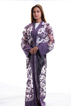 purple kimono robe Elegant Purple Kaftan For Party, Elegant Sheer Party Kimono, Elegant Purple Kaftan With Kimono Sleeves, Bridal Morning Robe, Elegant Purple Dress With Kimono Sleeves, Elegant Purple Party Kaftan, Elegant Purple Evening Kaftan, Elegant Long Purple Kaftan, Elegant Long Purple Kimono