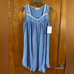 Eileen West Sleeveless Short Chemise Gown Size Xs Color: Dark Blue Stripe 60% Cotton/40% Polyester Back Length Is 35” Inches. Brand New With Tags. Sleeveless Blue Nightgown With Lace Trim, Sleeveless Lace Trim Sleepwear For Bedtime, Sleeveless Lace Trim Nightgown For Bedtime, Blue Sleeveless Sleepwear, Blue Nightgown For Loungewear, Blue Sleeveless Sleepwear With Lace Trim, Sleeveless Lace Trim Sleepwear For Sleepover, Blue Lace Trim Sleeveless Sleepwear, Blue Sleeveless Nightgown For Loungewear