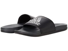 adidas Adilette Comfort Slides - Women's Sandals : Black/Black/Carbon : Slide into blissful comfort after a long day with the adidas Adilette Comfort Slides. Synthetic uppers with 3-stripes or adidas logo and an open toe. Easy slip-on slide. Soft fabric linings. Features a Cloudfoam Plus footbed designed to help you recharge with pillow-soft cushioning. Lightweight EVA outsole. Please note, sizes listed refer to US sizing, but product shipped may be stamped with additional size conversions. Refe Sporty Synthetic Slides For Leisure, Sporty Open Toe Slides For Leisure, Sports Open Toe Slides With Adidas Logo, Open Toe Adidas Slides For Sports, Sports Slides With Adidas Logo And Open Toe, Sporty Adidas Slides For Beach, Sporty Synthetic Slides, Sporty Comfortable Slides With Cushioned Footbed, Adidas Logo Synthetic Slides For Sports