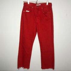 Nwt Grlfrd Denim The Linda Pop Crop Jean. Red Color. Pop Drop With A High Rise And No Stretch. Size 28. Brand New With Tag. Flaw At Pocket Where Security Tag Was Shown In Photos. Small Pin Hole From Security Pin And Circular Ring Around It. Not Noticeable When Wearing. Inventory# 153 Western Jeans, Cropped Flare Jeans, Straight Crop Jeans, Corduroy Jeans, Small Pin, Pin Hole, Raw Hem Jeans, Striped Jeans, Cropped Flares