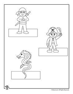 an image of children's coloring pages with cartoon characters