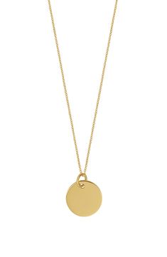 Handcrafted in Spain, this elegant 14-karat yellow-gold necklace catches the light with a dainty disc pendant. 18" length; 3/8" diameter pendant 14k gold Made in Spain Yellow Gold Round Pendant Necklace For Everyday Luxury, Necklace Circle Pendant, Fine Jewelry Yellow Gold Round Pendant Necklace, Yellow Gold Jeweled Round Pendant Necklace, Yellow Gold Round Pendant Jewelry For Everyday Luxury, Gold Necklace Pendant, Yellow Gold Round Pendant Necklace, Fine Jewelry, Bony Levy, Gold Disc