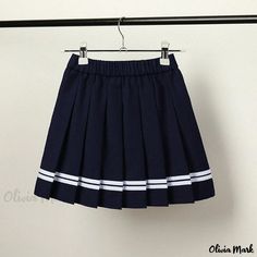 Olivia Mark - Pleated Blue School Skirt for Kids in Navy Blue and Black - Childrens Academy Uniform Short Skirt School Mini Skirt With Lining, Blue Pleated Skirt For School, Navy Pleated Skort, Blue School Uniform Pleated Skirt, Blue Pleated School Uniform Skirt, Navy Cotton Lined Skirt, Navy Pleated Mini Skirt, Blue Cotton School Uniform Skirt, Blue Cotton Pleated Skirt For School