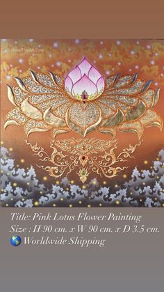 pink lotus flower painting lotus artwork home decor royal thai art traditional painting Abstract Lotus, Lotus Artwork, Flower Painting Abstract