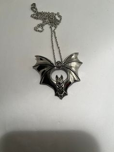 Gorgeous large stainless steel bat that you can buy on its own or with stainless steel chain.  Celebrate Alucard's vampiric nature.  Will present in organza gift bag, pls ask any questions :) Bat In Flight, Vampire Necklace, Goth Gifts, Bat Jewelry, Bat Necklace, Vampire Bat, Collar Pins, Funky Jewelry, Cross Earrings