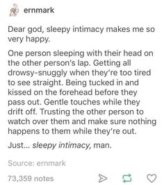 the text on the phone says, dear god, sleepy intimacy makes me so very happy