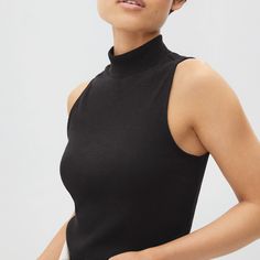 Women’s Ribbed Mockneck Tank - Black | Everlane Tank Sweater, Mock Neck Tank, Linen Tank, Fall Capsule Wardrobe, High Neck Tank, Silk Tank, Perfect Wardrobe, Black Rib, Cami Tanks