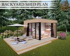 the backyard shed plan is designed to look like it has been built in an open area