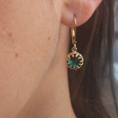 Gold filled dangle earrings with deep emerald green pendants.  Beautiful, clean vintage style emerald jewelry. All my jewelry are packed in an elegant gift box. If you want to give it as a gift you can specify the address and I'll be happy to send it on your behalf. Please check the shop policies: https://www.etsy.com/shop/amitvtamar/policy Dainty Earrings For Jewelry Making With May Birthstone, Vintage Green Jewelry For Everyday, Emerald Drop Earrings For May Birthstone, Elegant Green Jewelry With Lever Back Ear Wires, Nickel Free Emerald Drop Earrings, Dainty Green Earrings For Everyday, Vintage Emerald Earrings As Gift, Emerald Earrings For Everyday And May Birthstone, Classic Single Green Earring