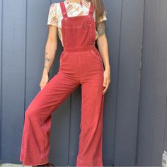 Amazing Vintage 70s High-Rise Corduroy Overalls! Button And Zipper At The Back And Adjustable Straps With Buttons. The Bottom Hem Has Been Shortened From The Original. Landlubber Sz: Xs (2, 26) Waist: 13 Inches Across Waistband Front Rise: 11 Inches Back Rise: 16 Inches Inseam: 28 Inches Model Is 5”8, Sz 6 Retro Corduroy Pants With Pockets, Retro Fitted Overall Bottoms, Retro Fitted Overalls, Vintage Jumpsuits And Rompers For Fall, Retro Spring Workwear Overalls, Vintage Fitted Overalls, Corduroy Overalls For Workwear, Retro Fall Jumpsuits And Rompers With Pockets, Retro Jumpsuits And Rompers With Pockets For Fall