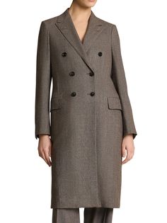 An icon of feminine elegance, the Kiton coat is presented in a wool and cashmere blend and is perfect for both formal and informal occasions, adding an elegant and sophisticated twist to your style. The garment, entirely cut and sewn by hand in Naples by our master tailors, features a double-breasted structure with a regular fit, and has peaked lapels, welt pockets with flaps and horn buttons. Each Kiton coat offers an experience of intimate, sophisticated luxury. Dry cleanComposition: Lining 100% Silk, 93% Virgin Wool 7% Cashmere Versace Leather Jacket, Master Tailor, Feminine Elegance, Tom Ford Handbags, Rick Owens Jacket, Cashmere Color, Golden Goose Sneakers, Golden Goose Shoes, Beautiful Boots