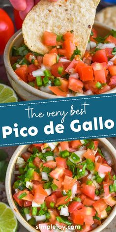 the very best pico de galloa in a bowl with tortilla chips