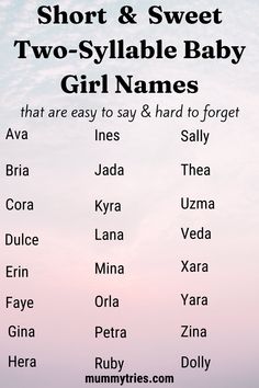 short and sweet two - syllable baby girl names