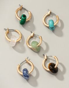 Mini hoop earrings with donut shape natural stone. Made of iron and natural stones: malachite, tiger eye, blue lapis, turquoise, jade, rose quartz. Shiny gold plating hoops. Donut Shape, Natural Stone Earrings, Mini Hoop Earrings, Blue Lapis, Gift Accessories, Gold Hoop, Gold Hoop Earrings, Stone Earrings, Tiger Eye