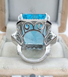 100 Carat Large Aquamarine Emerald Cut Art Deco Engagement Cocktail Ring in 925 Sterling Silver, Antique Ring, Aqua Gemstone Diamond Ring - Etsy Aqua Gemstone, Gemstone Diamond Ring, Antique Ring, Art Deco Engagement, Diamond Rings Bands, Diamond Band, Antique Rings, Cocktail Ring, Cocktail Rings