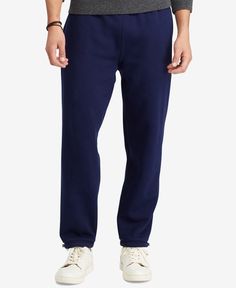 A weekend-wardrobe must-have, this soft fleece jogger from Polo Ralph Lauren features drawstrings at the waistband and hems, so you can adjust it to fit your style. Navy Sweatpants With Elastic Waistband For Loungewear, Navy Relaxed Fit Jogging Bottoms, Navy Relaxed Fit Joggers With Elastic Waistband, Casual Navy Sweatpants For Jogging, Blue Casual Sweatpants With Straight Hem, Casual Navy Sweatpants For Loungewear, Navy Athleisure Sweatpants For Loungewear, Navy Relaxed Fit Joggers For Loungewear, Navy Joggers With Pockets For Loungewear