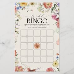 a floral print with the words'little bingo'on it and flowers around it