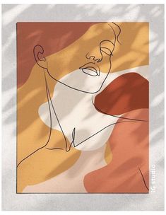 a drawing of a man's face on a multicolored background