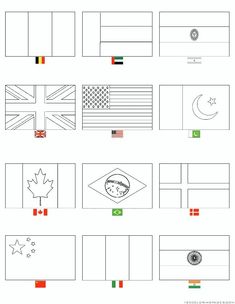 the flags of different countries are shown in this worksheet