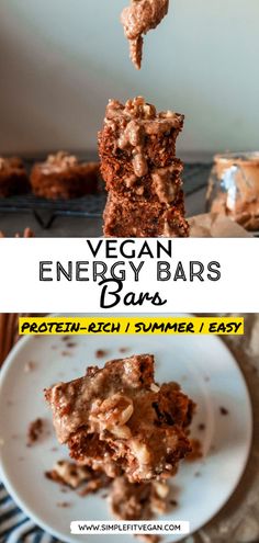 vegan energy bars with peanut butter on top