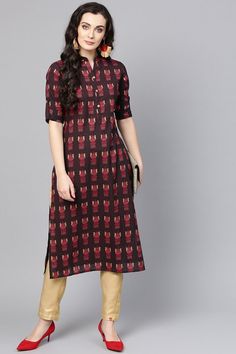 Shop Best Kurta Online Collection in India Kurti For Women, Print And Pattern, Indian Kurti, Long Kurta, Kurta For Women, Latest Kurti, Printed Sleeves, Indian Design