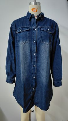 Women's Denim Shirt Dress Long Sleeve Single Breasted Denim Dress Chambray Denim Dress With Pockets In Medium Wash, Dark Wash Chambray Denim Dress With Pockets, Fall Denim Washed Dress, Fall Denim Chambray Dress, Fall Washed Denim Dress, Fall Denim Blue Chambray Dress, Collared Medium Wash Denim Top, Button-up Washed Denim Dress, Light Wash Collared Denim Dress