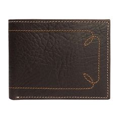 The Sheridan bifold wallet has large grain leather with multi tone stitch accents. The inside is made with black pebble grain leather. Features multiple card slots, ID window, and a billfold compartment. This wallet will finish a casual look.Wallet Type: BifoldCard Capacity: 5 SlotsClosure Type: Fold OverPockets: 1 Inside Bill Pocket, 4 Inside Card Slots, 1 Id WindowMeasurements: 3.625 Width/Inches, .5 Height/Inches, 4.5 Length/InchesBase Material: 100% LeatherFabric Description: LeatherCare: Wi Cheap Men's Formal Trifold Wallet, Leather Bifold Wallet With Leather Lining, Leather Bifold Wallet With Rfid Blocking, Rustic Bifold Wallets For Everyday Use, Cheap Handmade Men's Trifold Wallet, Cheap Rectangular Trifold Wallet For Men, Textured Leather Bifold Wallet For Daily Use, Cheap Men's Bifold Wallets, Leather Bifold Wallet With Coin Pocket