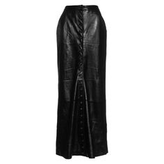 ▪ Alexander McQueen black leather 'Joan' skirt ▪ Twenty-four buttons to the center-front opening ▪ Two side pockets ▪ High-waisted ▪ Signature 'Joan' blood red lining ▪ IT 42 - FR 38 - UK 10 - US 6 ▪ Fall-Winter 1998 Black Leather Bottoms With Button Closure, Formal Black Skirt With Button Closure, Black Skirt With Snap Buttons For Fall, Fall Black Skirt With Snap Buttons, Black Buttoned Skirt For Formal Occasions, Black Skirt With Buttons For Formal Occasions, Fall Leather Skirt With Button Closure, Classic Black Skirt With Buttons, Alexander Mcqueen Skirt