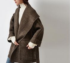 "This is a wool jacket for women.we design it with a unique loose style.this wool jacket use high grade fabric.could keep you very grace.a lovely warm winter wool coat for women .there are many other colors for your choose. for other women coat : https://www.etsy.com/shop/liferollpaint?section_id=16669636&ref=shopsection_leftnav_3 thick women coat www.etsy.com/shop/liferollpaint?section_id=18295391&ref=shopsection_leftnav_4 long down coat www.etsy.com/shop/liferollpaint?section_id=166696 Wool Outerwear With Shawl Collar For Fall, Fall Wool Outerwear With Shawl Collar, Wool Outerwear With Shawl Collar For Winter, Oversized Wool Coat With Pockets For Winter, Oversized Winter Wool Coat With Pockets, Cozy Oversized Wool Coat For Winter, Wool Sweater Coat With Shawl Collar For Winter, Oversized Wool Coat With Lapel Collar For Winter, Wool Shawl Collar Outerwear For Fall