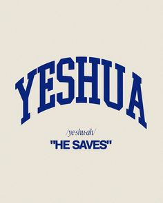 the words yeshua are in blue and white