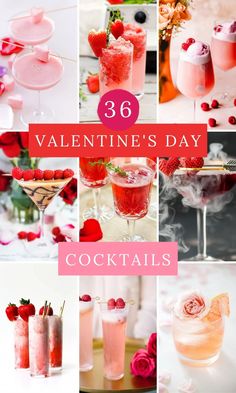 valentine's day cocktails with strawberries and roses