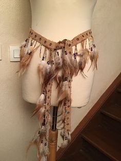 Women's belt, suede and feathers, women's gift, girl's gift, women's accessories, women's clothing, women's fashion, girl's belt total length 150 cm or 59" width with feathers 18 cm or 7" Longer on order Feather Belt, Girls Belts, Women's Belt, Suspender Belt, Performance Outfit, Belts For Women, 7 Plus, Girl Gifts, Feathers