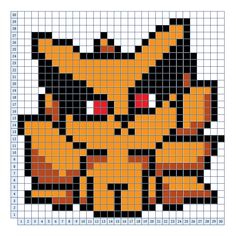 a cross stitch pattern with an image of pikachu