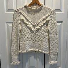 Ivory Zara Crochet Style Sweater. Nwot Size Large. Fitted And Has Stretch. Crochet Style, Zara Sweater, Style Sweater, Crochet Fashion, Colorful Sweaters, Sweaters For Women, Zara, Cream, Crochet