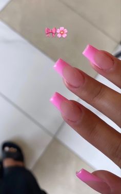 Teen Nails, Summery Nails, French Tip Acrylic Nails, Simple Acrylic Nails, Short Square Acrylic Nails, Acrylic Nails Coffin Short, Short Acrylic Nails Designs, Pink Nail, Pink Acrylic Nails