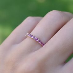 *Metal : 925 Sterling Silver *Main Stone : Natural Pink Tourmaline *Stone Shape : Round *Stone Weight : 1.10 Ct *Size : 2 mm *Band Width : 2.20 mm *Birthstone Month : May *Personalization : Possible * Free engraving is available on this product *Occasion : Wedding, Engagement, Birthday, Anniversary *For custom making jewelry, it can be made with gold also Solid gold, including 14/18k white/yellow/rose gold. Sent in a very elegant wedding ring box, ready for one special lady. Customization is alw Tourmaline Wedding Band, Pink Sapphire Stackable Ring For Wedding, Pink Sapphire Half Eternity Jewelry For Anniversary, Stackable Pink Sapphire Wedding Ring, Stackable Pink Sapphire Ring For Wedding, Wedding Jewelry With Pink Sapphire Birthstone, Pink Sapphire Birthstone Jewelry For Wedding, Pink Sapphire Birthstone Wedding Jewelry, Anniversary Pink Sapphire Half Eternity Jewelry