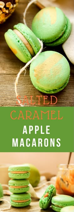 Salted Caramel Apple Macarons Caramel Apple Macarons, Apple Macarons, Fall Macarons, Caramel Apple Kits, Simple Chocolate Chip Cookies, Apple Baking, Caramel Macarons, French Macaroon Recipes, Macaron Ideas